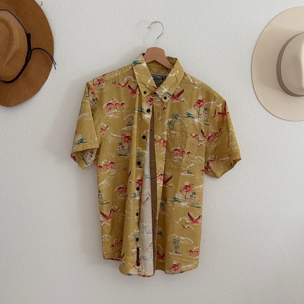 Howler Brothers Flamingo Print Shirt - Mustard